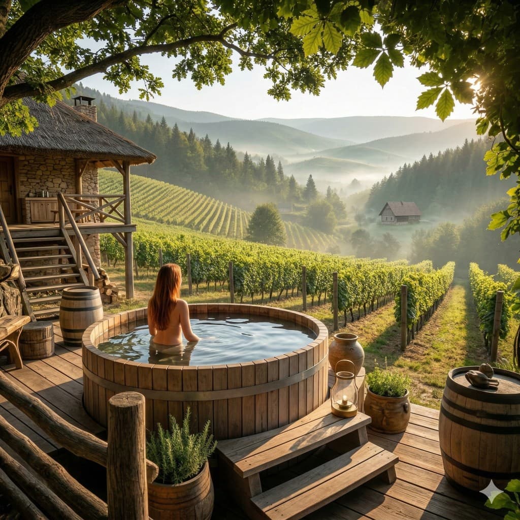 Scenic vineyard sunset